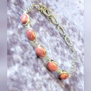 Norwegian Thulite Toggle Clasp Bracelet